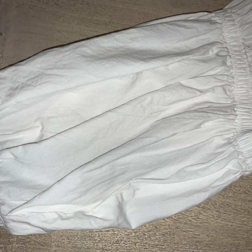 H&M White 100% Cotton 3/4 Puffy Sleeve Blouse Top Button Down Size 8 - Picture 8 of 9